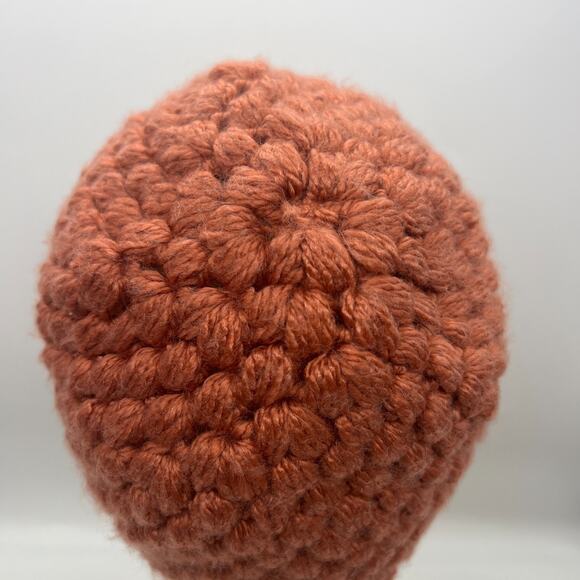 Chunky Knit Crochet Brown Orange Beanie Wide Rim Hat Boho Us 7 Medium - Picture 5 of 7